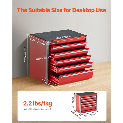Portable Five-Drawer Metal Tool Chest