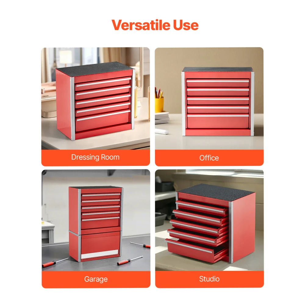 Portable Five-Drawer Metal Tool Chest
