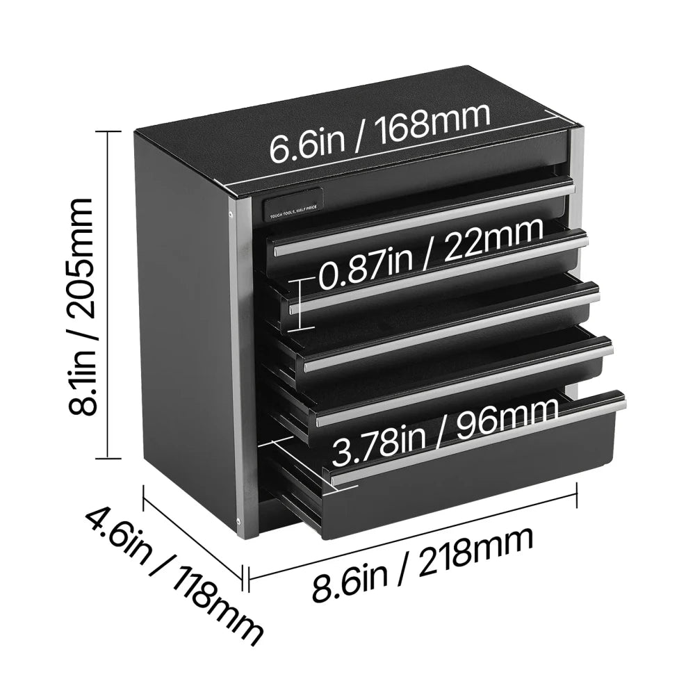 Portable Five-Drawer Metal Tool Chest